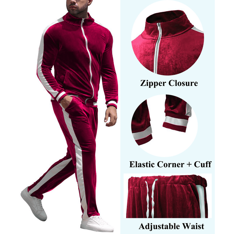 Tracksuits Men,Full Zip Athletic Sport Sweatsuits Outfits 2 Piece,Polo  Jogging suits for Men-Grey，XL 