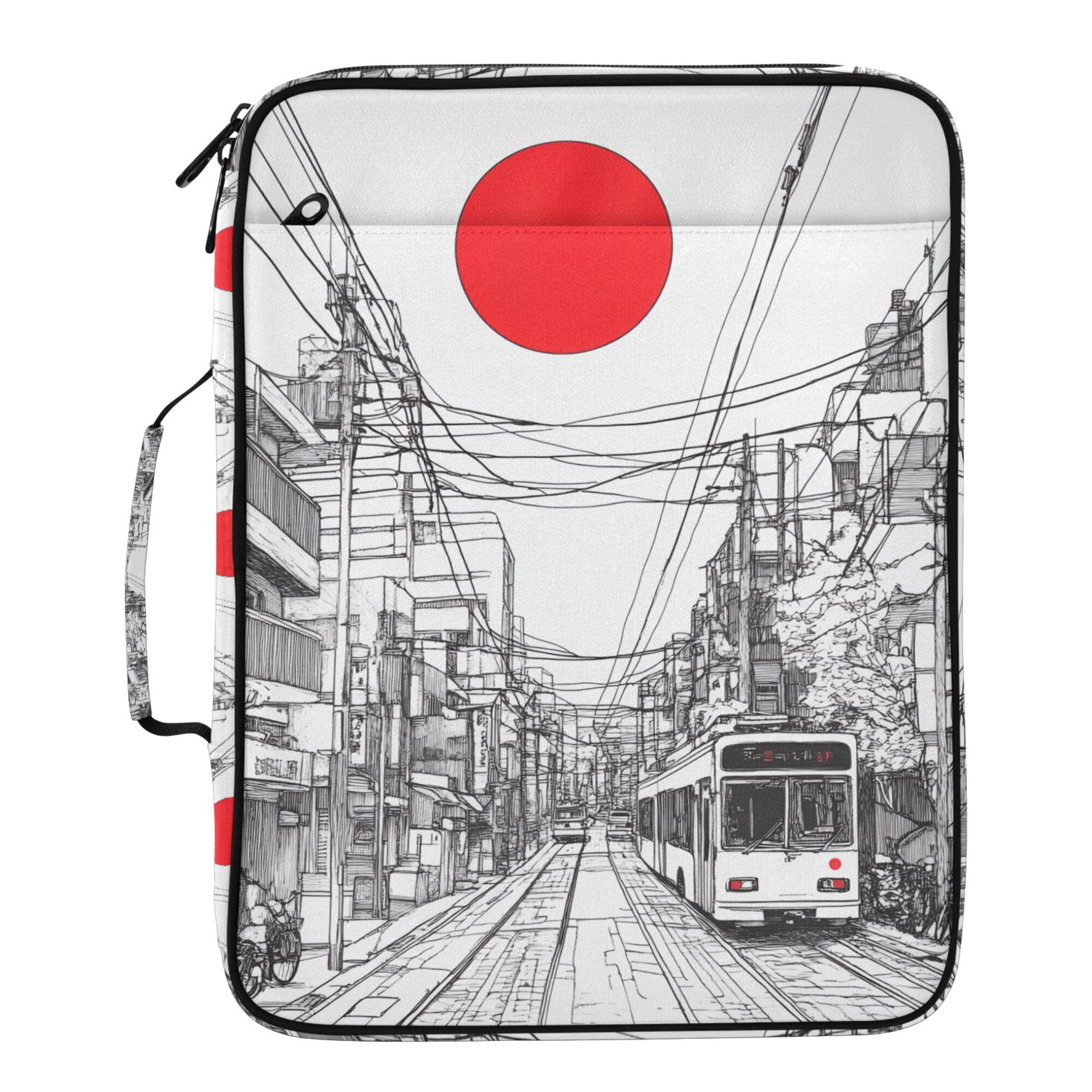 FORMRS Accordion File Folder A4 Size 7-Pocket Expanding Document Organizer Bag with 3 Ring Binder, White Streets