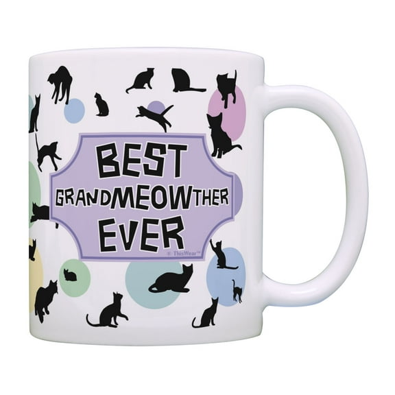 ThisWear Cat Themed Gifts Best Grandmeowther Cat Cup Cat Related Gifts Cat Grandma Coffee Mug Multi