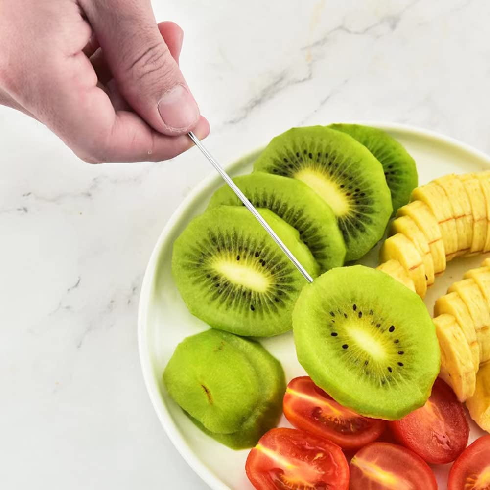 ABCISI 4.5" Metal Cocktail Picks 21Pack+Holder Jar, Premium 304 Stainless Steel Reusable Appetizer Skewers Set for Fruits, BBQ Snacks, Cocktails, Olives