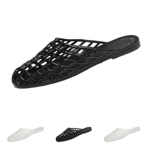 Women's Jelly Slide Sandals - Clear Mesh Hollow Slip On Closed Toe Slippers - Lightweight Casual No Slip Flat Sandals, 41