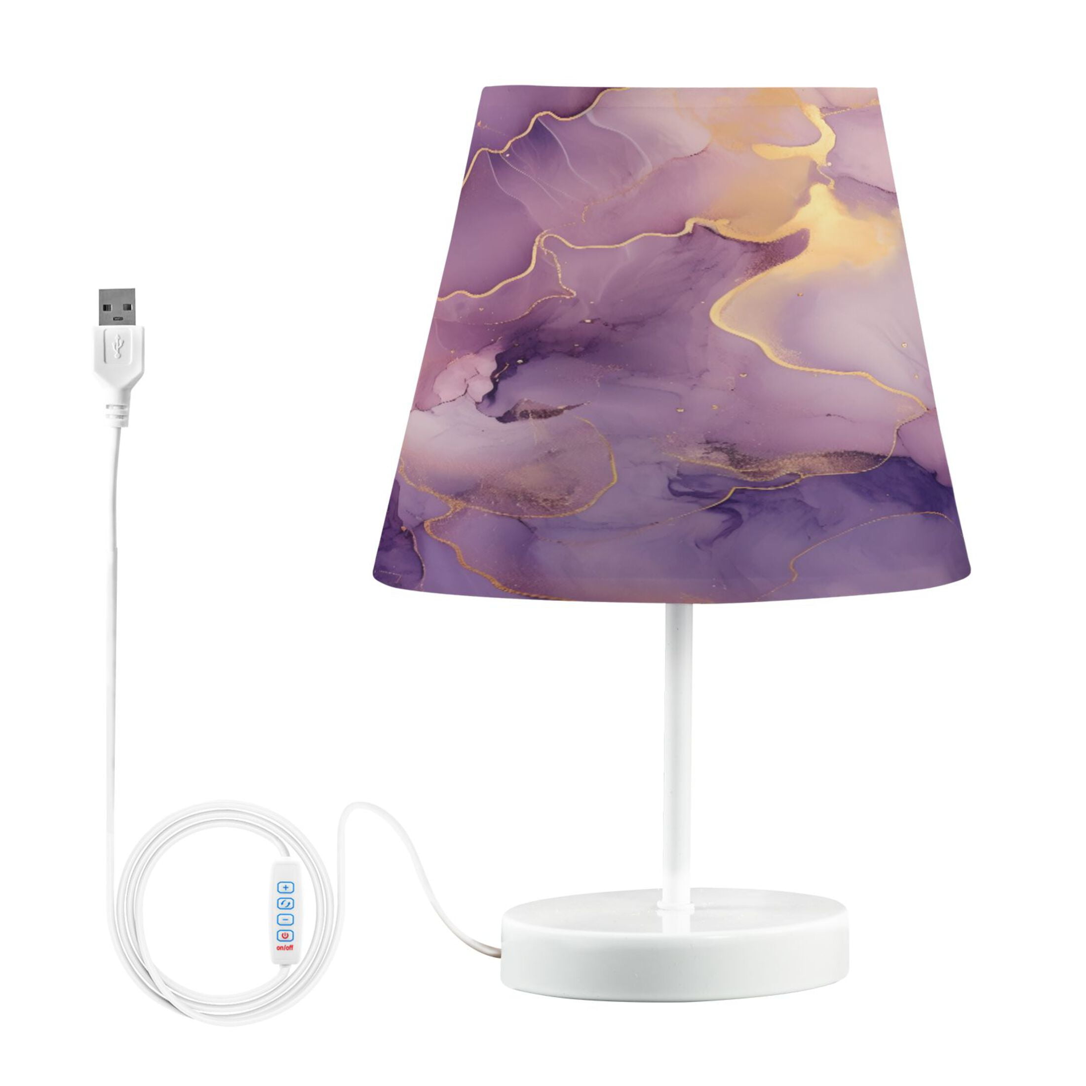 Purple Lilac Gold Marble Desk Lamp LED Table Nightstand Lamps with 3 Color Temperatures for Home Bedroom Living Room Decor 6x11