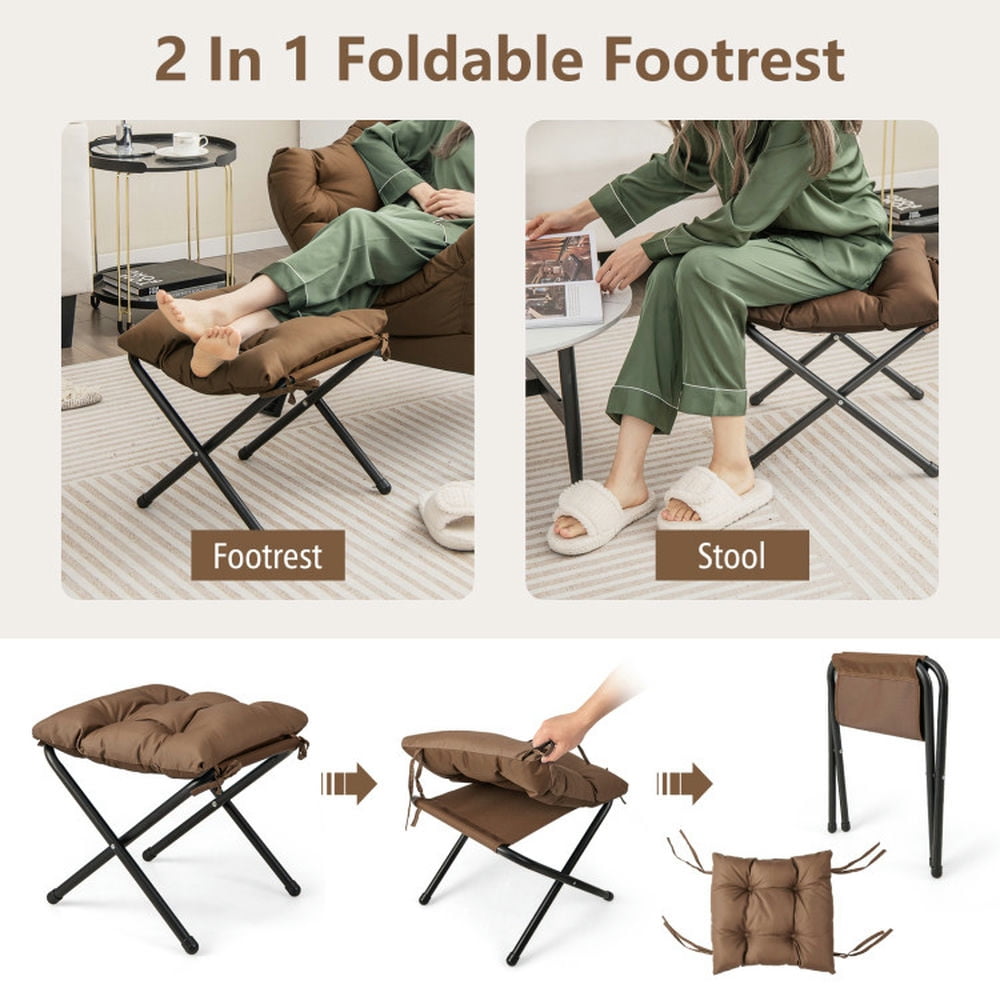 Finihen Recliner Chair with Ottoman Footrest, Modern Accent Sofa Chair with Folding Footrest and Side Pocket, for Living Room, Bedroom, Brown Finihen Recliner Chair with Ottoman Footrest, Modern Accent Sofa Chair with Folding Footrest and Side Pocket, for Living Room, Bedroom, Brown