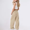 thumbnail image 4 of WhouRiu Girls Casual Sweatpants Solid Color Elastic Waist Baggy Wide Leg Jogger Pants Kids Comfortable Daily Trousers With Pockets,4-5 Years, 4 of 9