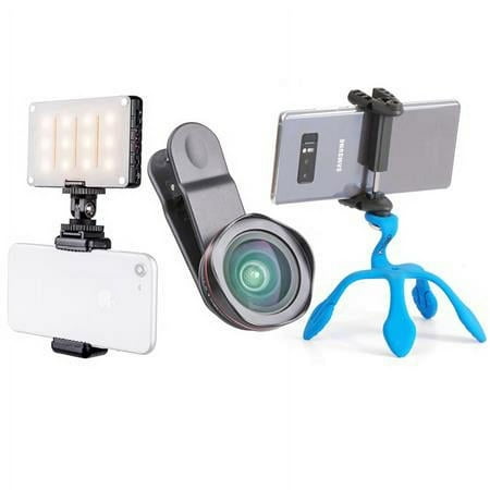 Image of Webinar Kit with 18mm Wide Angle Lens for Smartphones Splat Flexible 3N1 Tripod(Blue) and Smart Light
