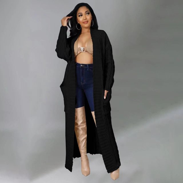 2024 Nuevo cárdigan de punto de lujo para mujer, chaqueta larga de otoño verde, suéter de invierno holgado de manga larga con ganchillo, abrigo cálido blanco
