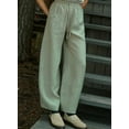 thumbnail image 6 of DOKOTOO Barrel Pants Women Casual Drawstring Wide Leg Palazzo Pants Elastic Waisted Linen Pants Trousers with Pockets, 6 of 10