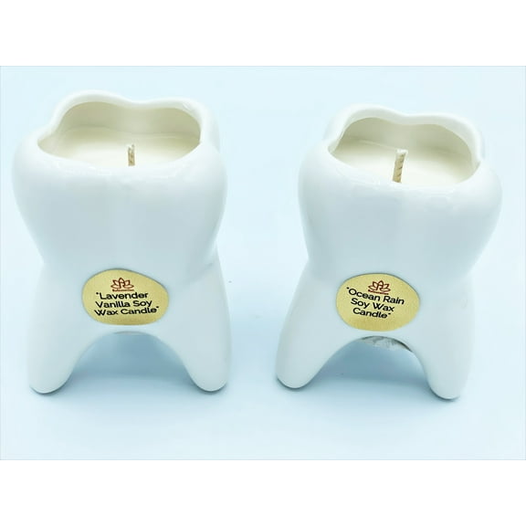 Tooth Candles in Ceramic Vase Mini Molar Soy Wax Scented Candles Gift Set for Dentists Handmade in USA Natural and Safe by Relaxcation 2 Set