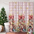 thumbnail image 4 of Christmas Bowknot on Xmas Tree Shower Curtain for Bathroom, Snowflake on Pink Lattice Waterproof Shower Curtains Washable Quick Dry with Hooks Bathtub Curtains 72x72IN, 4 of 9