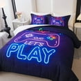 thumbnail image 5 of Koniroom 3 Pieces Neon Gamer Comforter Set King Size for Boys, Kids Bedroom Decor Soft Reversible Gaming Bedding, All Season Bed Set, Black Purple, 5 of 8