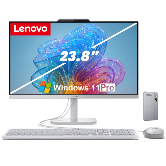 Lenovo 24" FHD All-in-One Desktop Computer for Home & Office, Intel Processor, WiFi 6, HDMI, Business AIO, Wireless Keyboard & Mouse, Windows 11&Recolx AI Voice Recorder, 16GB RAM, 512GB SSD