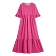 thumbnail image 5 of Busydd Girls Maxi Dress 4-14 Years Casual Short Sleeves Ruffle Hem Girls Dresses Fashion Tiered Solid Color Flowy Long Dress with Pockets 4-5 Years, 5 of 8