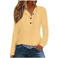 thumbnail image 3 of UTSJKR Hoodies for Women Long Sleeve Eyelet Tops Button Casual Loose Fit Shirts Fashion Lightweight Pullover Yellow M, 3 of 6