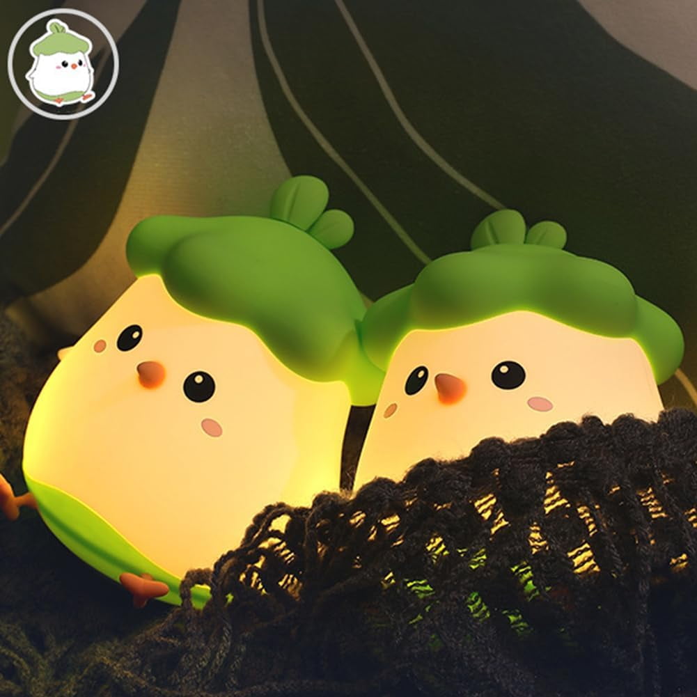 LINLIN Night Light for Kids,Cute Vegetable Chicken Night Lights,USB Rechargeable Kids Lamp,Timing Function,Cute Room Decor,Baby Night Light for Boys Girls Childrens Students Gift