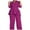 01 Purple, variant on Women's Plus Size 2 Piece Sets, Full Zip Lapel Peplum Shirts Matching Wide Leg Pants Dressy Business Casual Outfits
