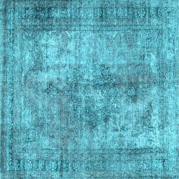 Ahgly Company Indoor Square Persian Light Blue Traditional Area Rugs, 3' Square