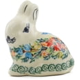 thumbnail image 3 of Polish Pottery 3¼-inch Bunny Figurine (Red Cornflower And Blue Butterflies Theme) Signature UNIKAT Hand Painted + Certificate of Authenticity, 3 of 6