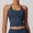 Navy, variant on Women's Basic Scoop Neck Backless Double Lined Tie Halter Tank Tops Cute Summer Trendy Sleeveless Shirts Sports Workout Gym Crop Top Going Out Slim Fitted Sexy Army Green L