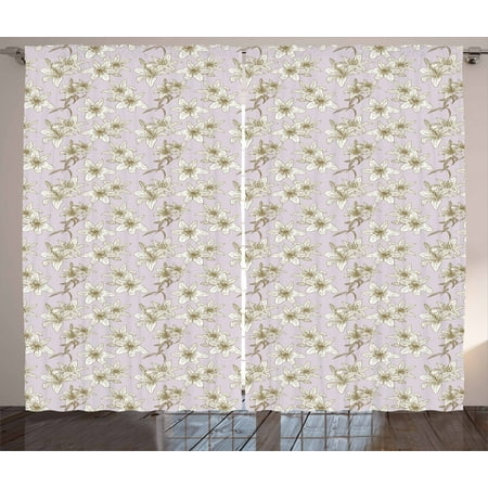 Floral Curtains 2 Panels Set Repetitive Mosaic Tile Pattern Of