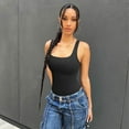 thumbnail image 2 of OQQ Women's 6 Piece Bodysuits Sexy Ribbed Sleeveless Square Neck Tank Tops Leotard 2025 Trendy Outfits, 2 of 7