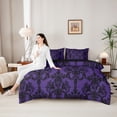 thumbnail image 5 of jejeloiu Western Vintage Damask 7-Piece King Bedding,Royal Pattern King Bed in a Bag For Adults,Purple Black,Black Reversible, 5 of 7