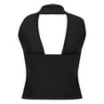 thumbnail image 5 of ZQUUVOU Tank Top For Women V-Neck Halter Back Open Tops (Black,3XL), 5 of 7