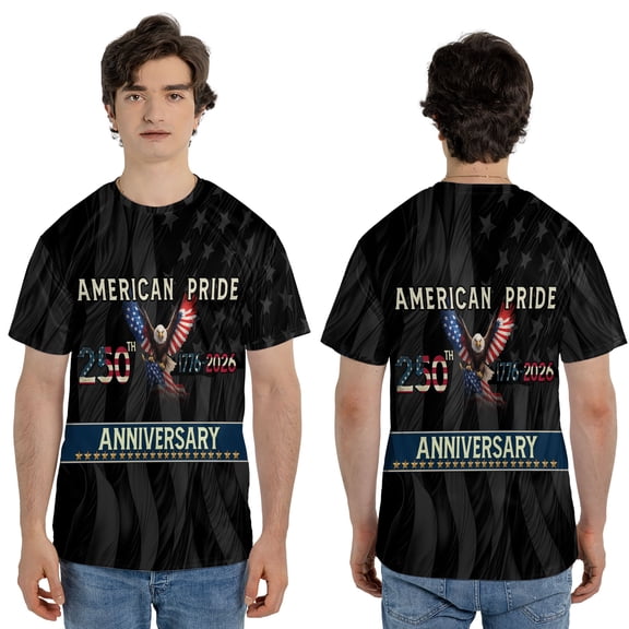 American Pride 250th Anniversary T-Shirt, Eagle Diving 1776-2026 Patriotic Black Gift Tee, 250th Anniversary Black T-shirt