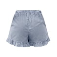 thumbnail image 5 of Dresfit Boxer Shorts for Women Gingham Ruffle Shorts 2026 Summer Plaid Elastic Beach Pajama Bottoms with Pocket High Waisted Loose Travel Pajama Shorts L, 5 of 6