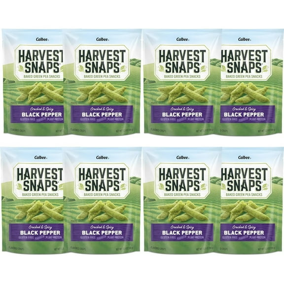 Harvest Snaps Snack Crisps Black Pepper 3.3 oz. Bag - 8 Pack
