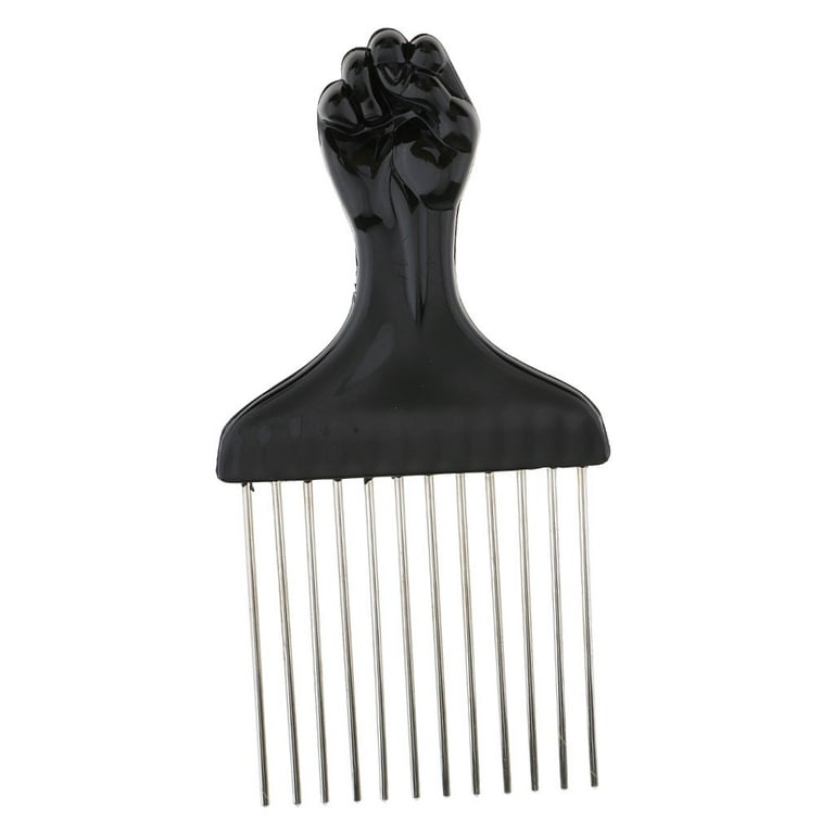 Afro Comb Hair Pick With Handle ALL BLACK For Styling Hair & Detangle