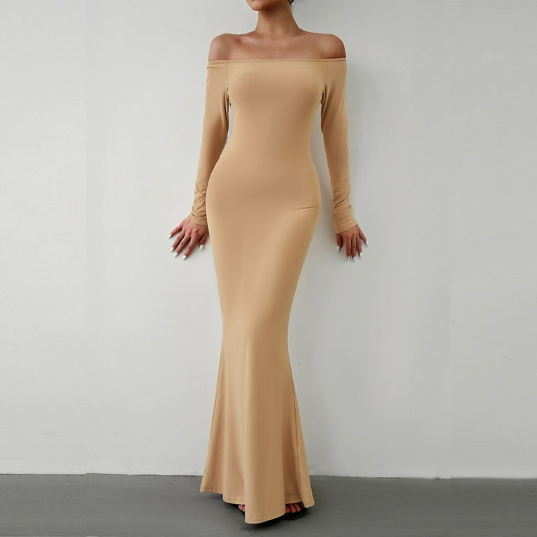 Fashion 2023 Lindreshi Fall Dresses for Women 2023 Homecoming Dresses  Women's Fashion Solid Color Straight Shoulder Cultivate One's Moral  Integrity Dresses - Walmart.com