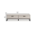 thumbnail image 5 of 53 Inch 2 Drawer Storage Bench Smooth Pewter Toned Frame Black Metal Base, 5 of 5