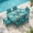 Aqua, variant on MUCHENGHY 5-Piece HDPE All-Weather Patio Dining Set w/ 4 Chairs and Umbrella Hole, Black