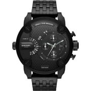 DIESEL LITTLE DADDY MEN'S BLACK STAINLESS DUAL TIME CHRONOGRAPH WATCH DZ7444 NEW