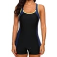 thumbnail image 1 of Trajes de baño de una pieza para mujer, trajes de baño deportivos Boyleg, trajes de baño deportivos de cobertura total, traje de baño de regazo, negro, 1 of 7