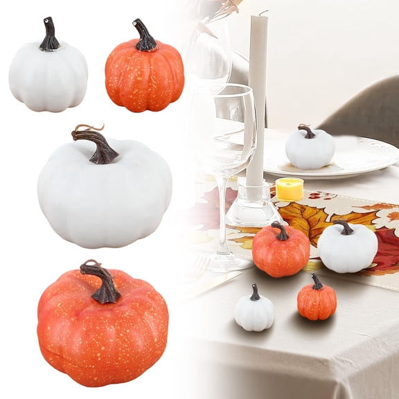 DUOYOU Artificial Pumpkins Orange White Color Options Realistic Fall Decor for Halloween Thanksgiving Autumn Centerpieces DIY Crafts Decoration