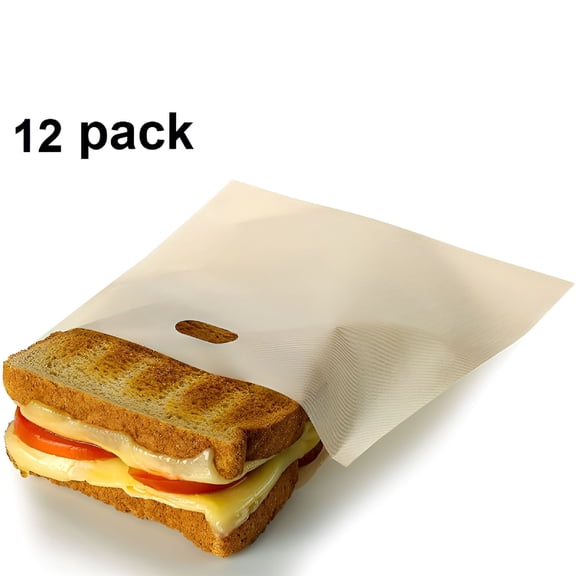 ACDANC (12 Pack) Non Stick Reusable Toaster Bags for Sandwich and Grilling
