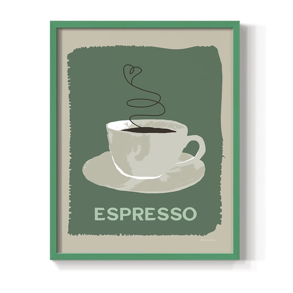 Modern Coffee IV in Green Solid Wood 8 x 10 Framed Print