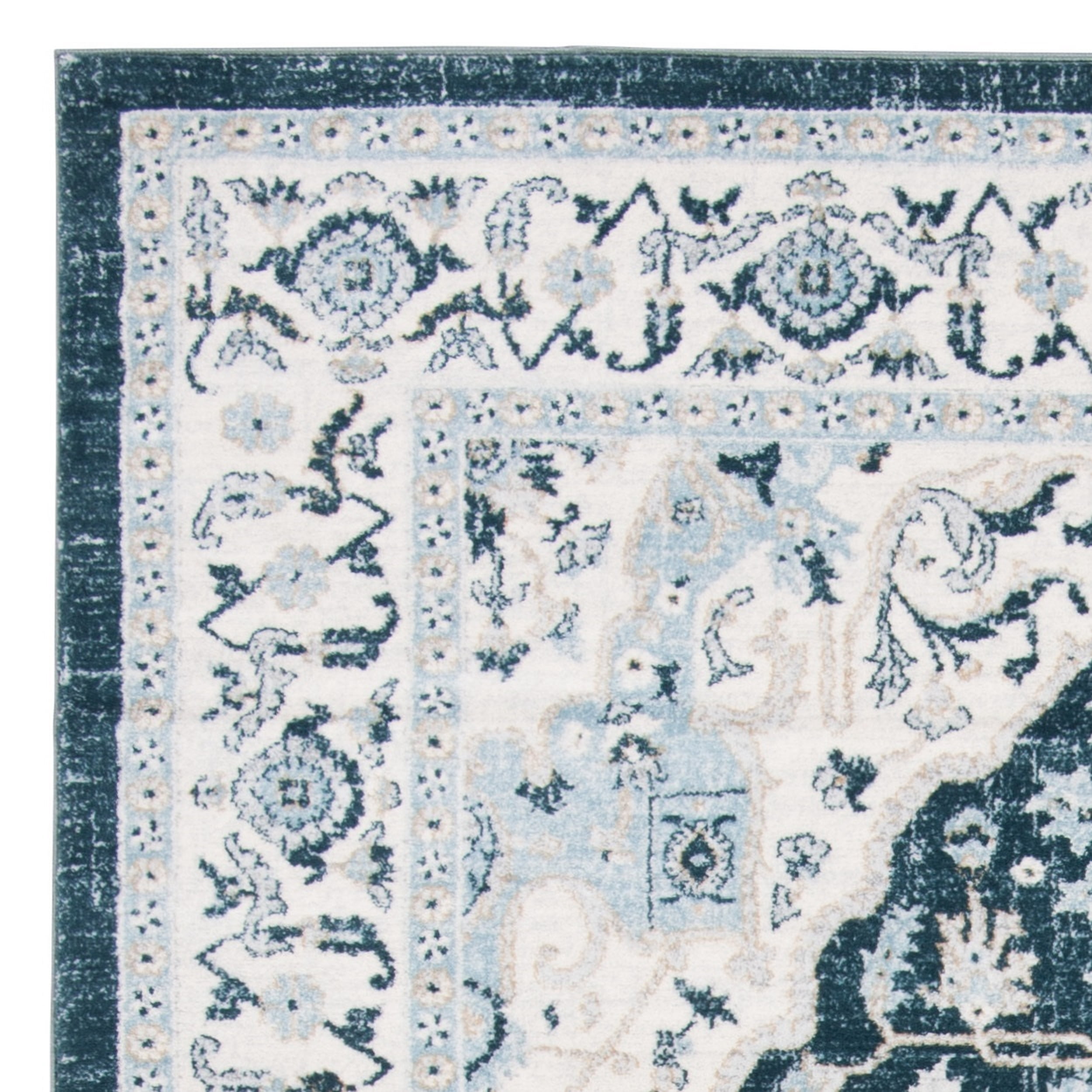 SAFAVIEH Isabella Patrick Floral Bordered Area Rug, Navy/Cream, 4' x 6'