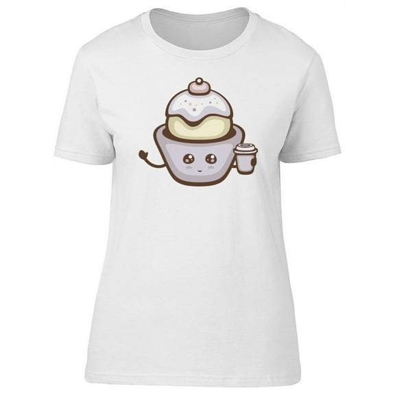 Cute Cupcake With Coffee Kawaii Tee Women's -Image by Shutterstock