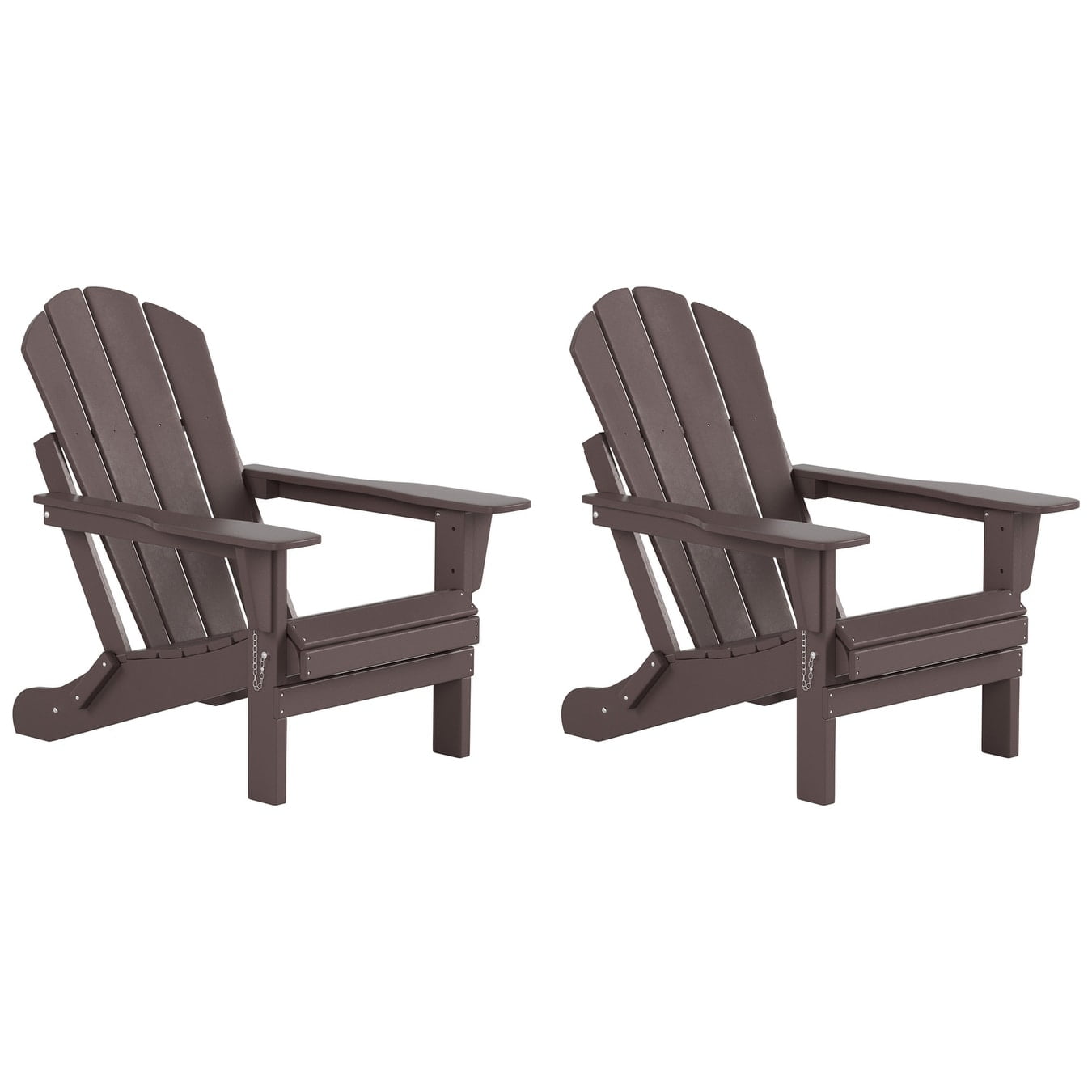 Polytrends  Laguna Hdpe All Weather Outdoor Patio Foldable Adirondack Chairs Conversation Set (3-Piece Set) Dark Brown