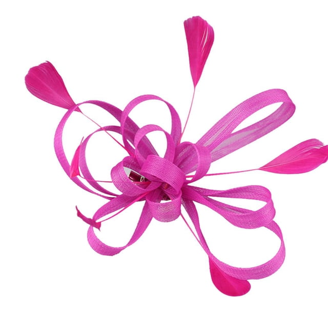 Looped Flower Net Feather Fascinator Bodas Carreras Baile Damas Accesorios para el cabello Rosado Hugo Clips para el cabello fascinador para las mujeres