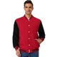 thumbnail image 1 of Chaqueta de béisbol Varsity Unique Bargains para hombre bloque de color uniforme escolar chaquetas de bombardero Letterman rojo medio negro, 1 of 5