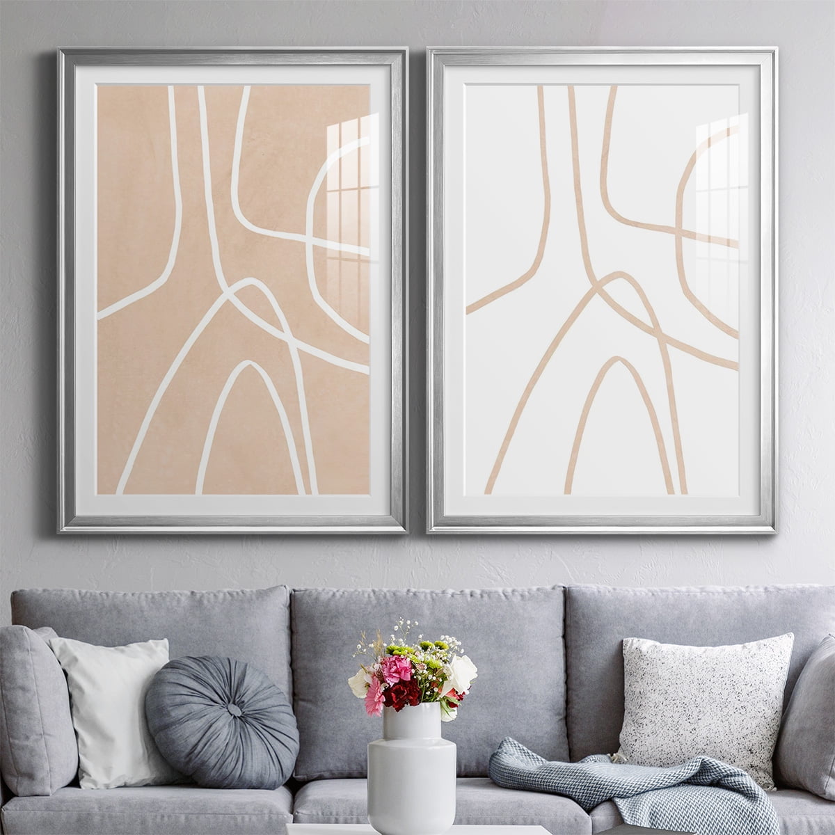 Wexford Home Clean Contour I Premium Framed Print, 18.5" x 24.5" - Ready to Hang, Silver (Set of 2)