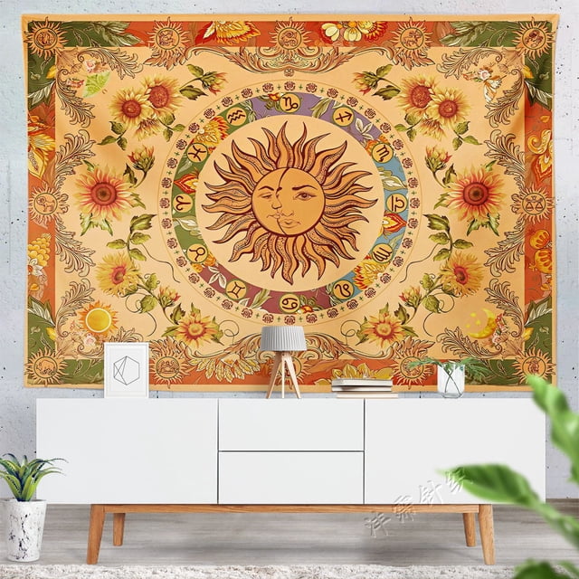 Tapiz para colgar en la pared: Sol y Luna, Zodíaco, Astro Celestial