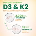thumbnail image 4 of Vitamin D 2000 IU 50mcg Per Tablet - Vitamins D3 & K2 (MK7) Complex Supplement for Bone, Teeth, Muscle, Calcium Absorption, Supports Immune & Heart Health, Chewable Formula USA Bottled - 180 Tablets, 4 of 10