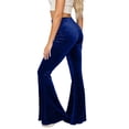 thumbnail image 2 of Velvet Pants Women 2026 Fall Winter Elastic High Waist Flowy Bell Bottom Sparkly Pants Dressy Trousers, 2 of 6