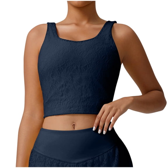 Womens Tank Tops- Tank Tops for Women Sleeveless Workout Yoga Shirts Athletic Running Gym Tops Breathable Racerback Tee Navy S