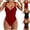Black, variant on JSGEK Womens Plunge Neck One Piece Swimsuit Ruched Design Tummy Control Fabric Relaxed Silhouette for Water Activities Red L
