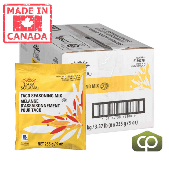 Casa Solana Classic Taco Seasoning Mix 255g (0.56 lbs) (6/Case) - Canadian Made